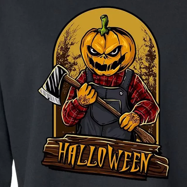 Jack O Lantern Reaper Pumpkin Cropped Pullover Crew