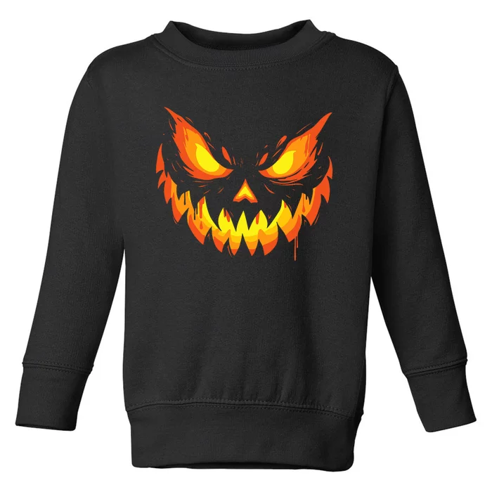 Jack O Lantern Scary Carved Pumpkin Face Halloween Toddler Sweatshirt