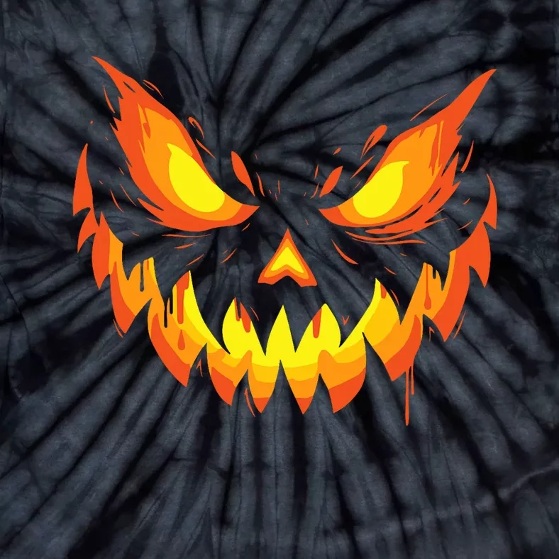 Jack O Lantern Scary Carved Pumpkin Face Halloween Tie-Dye T-Shirt