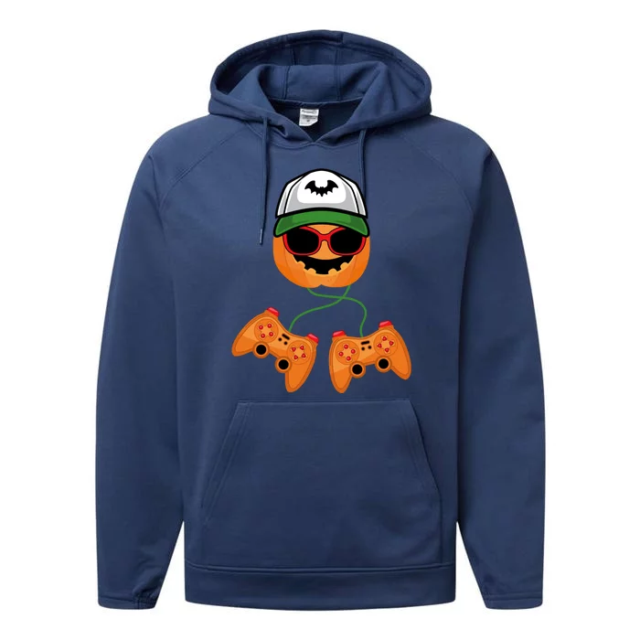 Jack O Lantern Halloween Gaming Gamer Meaningful Gift Performance Fleece Hoodie