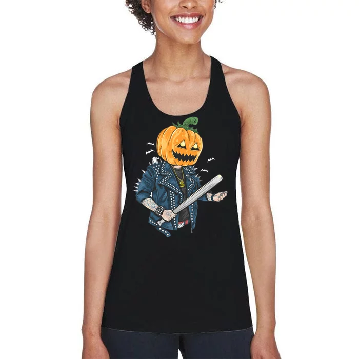 Jack O Lantern Gangster Gang Women's Racerback Tank