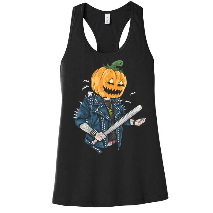 Jack O Lantern Gangster Gang Women's Racerback Tank