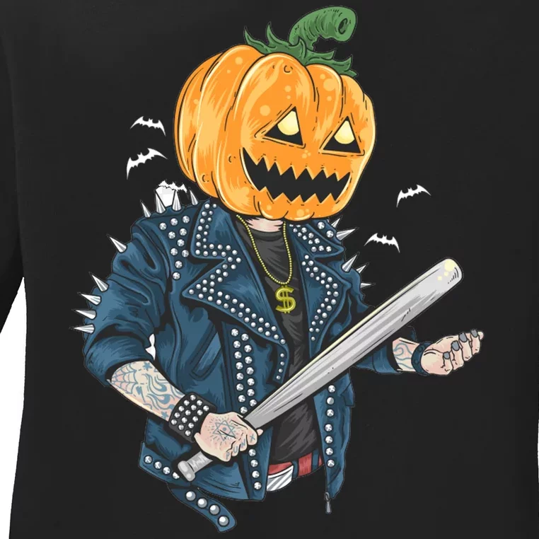 Jack O Lantern Gangster Gang Ladies Long Sleeve Shirt