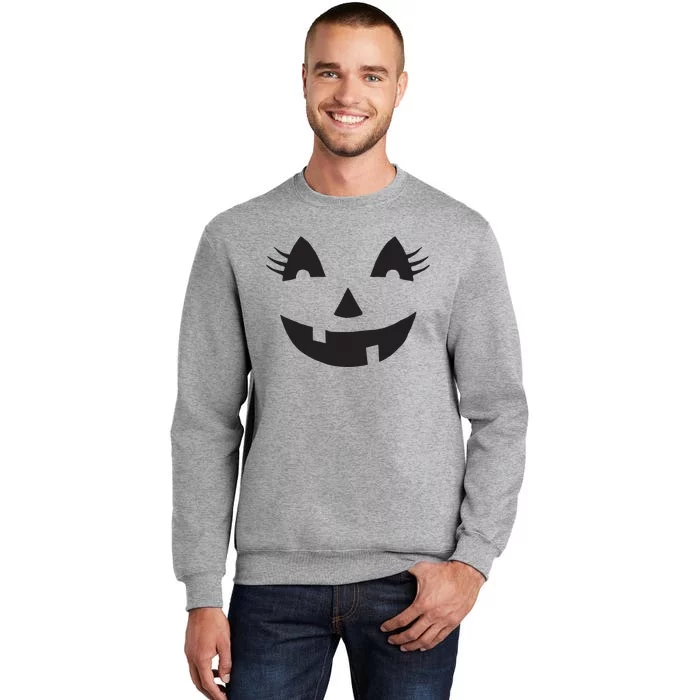 Jack O Lantern Face Pumpkin Eyelashes Hallowen Costume Funny Sweatshirt