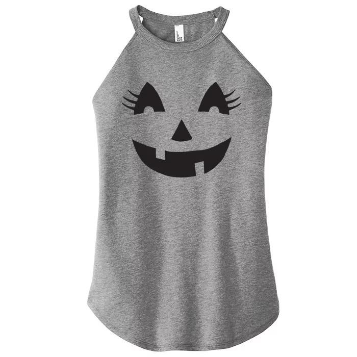 Jack O Lantern Face Pumpkin Eyelashes Hallowen Costume Funny Women’s Perfect Tri Rocker Tank