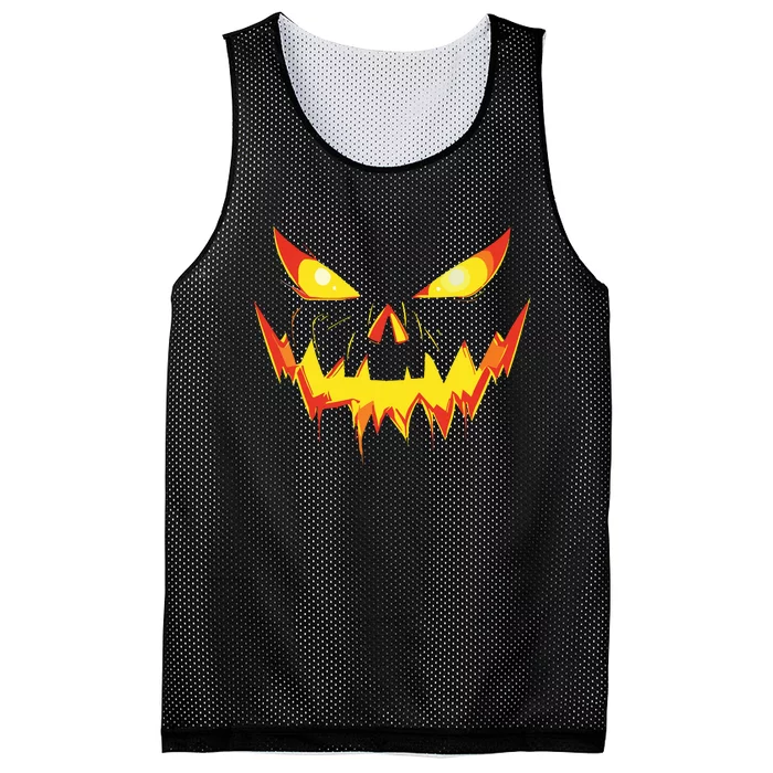 Jack O Lantern Face Pumpkin Scary Halloween Costume Funny Mesh Reversible Basketball Jersey Tank