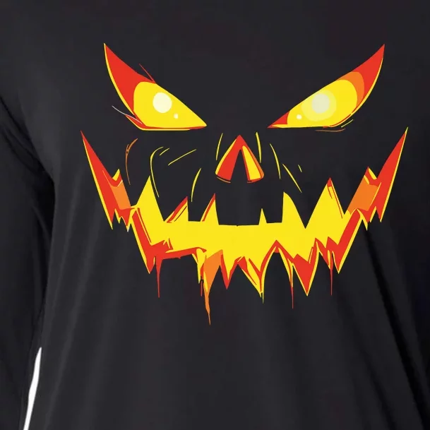 Jack O Lantern Face Pumpkin Scary Halloween Costume Funny Cooling Performance Long Sleeve Crew