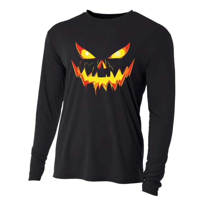 Jack O Lantern Face Pumpkin Scary Halloween Costume Funny Cooling Performance Long Sleeve Crew