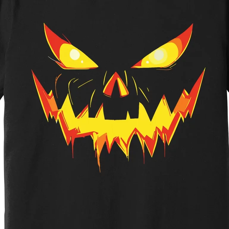 Jack O Lantern Face Pumpkin Scary Halloween Costume Funny Premium T-Shirt