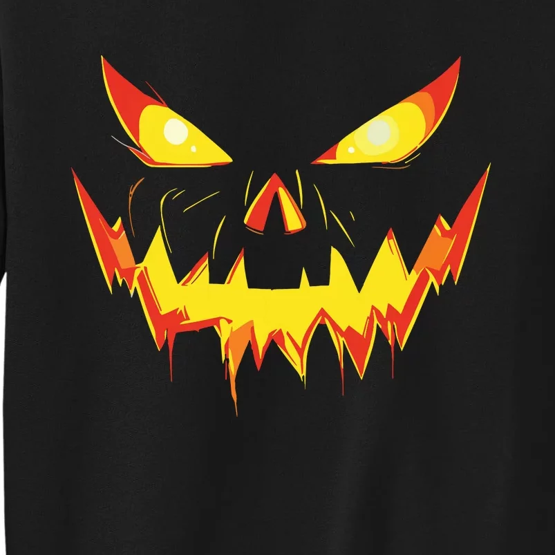 Jack O Lantern Face Pumpkin Scary Halloween Costume Funny Tall Sweatshirt