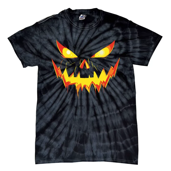 Jack O Lantern Face Pumpkin Scary Halloween Costume Funny Tie-Dye T-Shirt