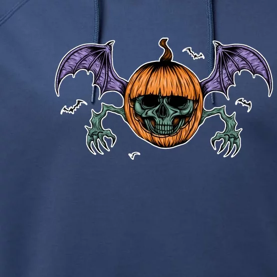 Jack O Lantern Creepy Skull Bat Halloween Performance Fleece Hoodie