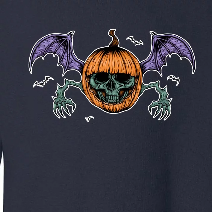 Jack O Lantern Creepy Skull Bat Halloween Toddler Sweatshirt