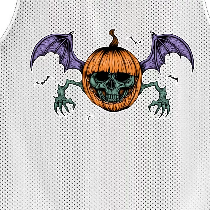 Jack O Lantern Creepy Skull Bat Halloween Mesh Reversible Basketball Jersey Tank