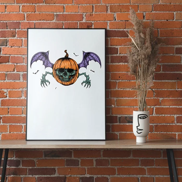 Jack O Lantern Creepy Skull Bat Halloween Poster