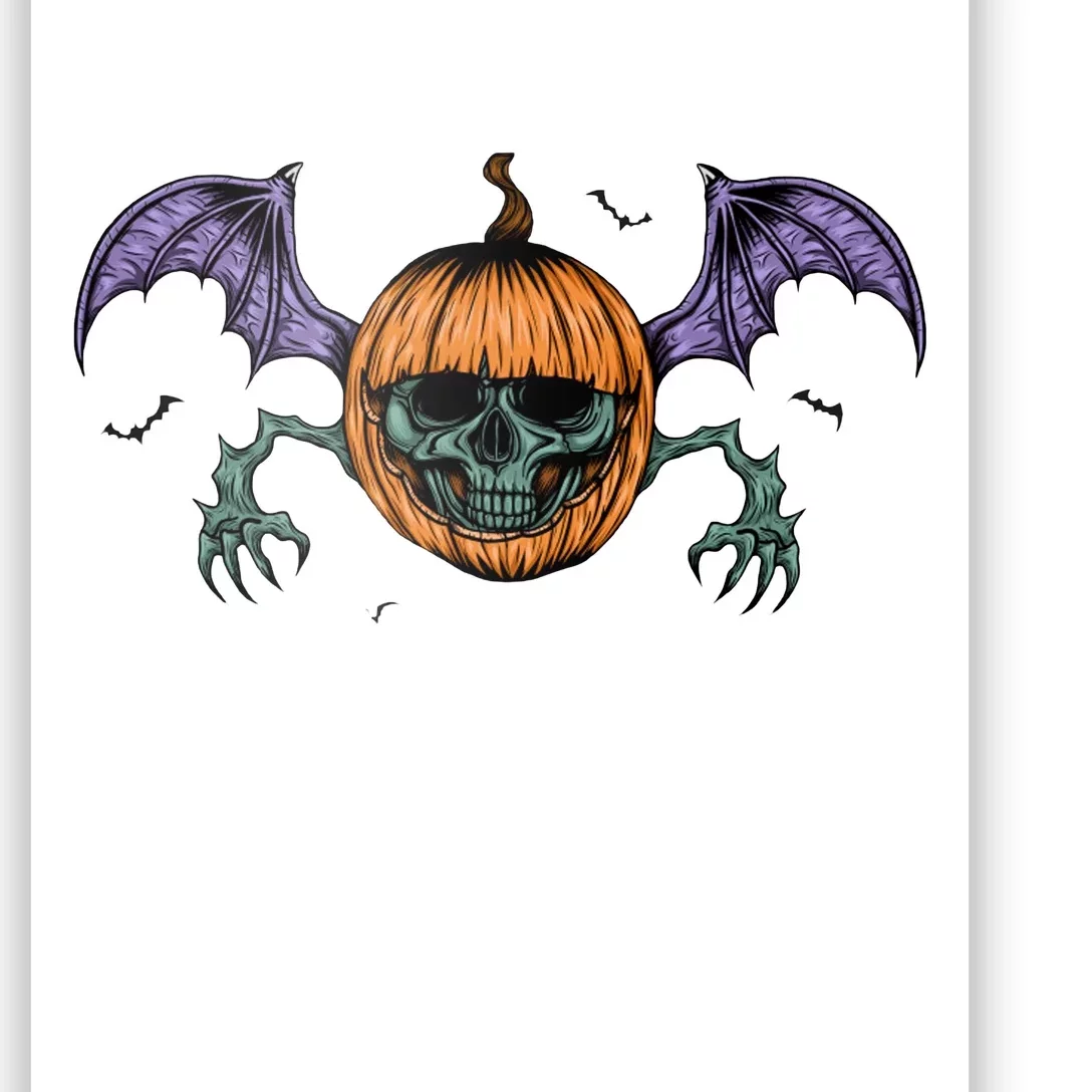 Jack O Lantern Creepy Skull Bat Halloween Poster