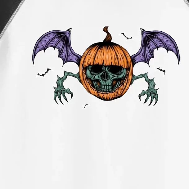 Jack O Lantern Creepy Skull Bat Halloween Toddler Fine Jersey T-Shirt