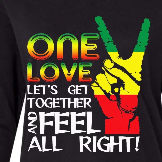 Jamaica One Love Reggae Caribbean Music Pride Flag Womens Cotton Relaxed Long Sleeve T-Shirt