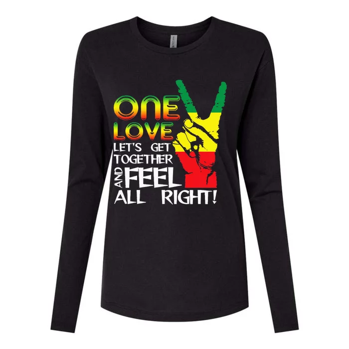 Jamaica One Love Reggae Caribbean Music Pride Flag Womens Cotton Relaxed Long Sleeve T-Shirt