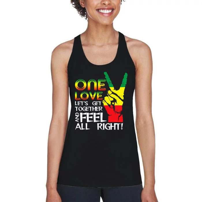 Jamaica One Love Reggae Caribbean Music Pride Flag Women's Racerback Tank