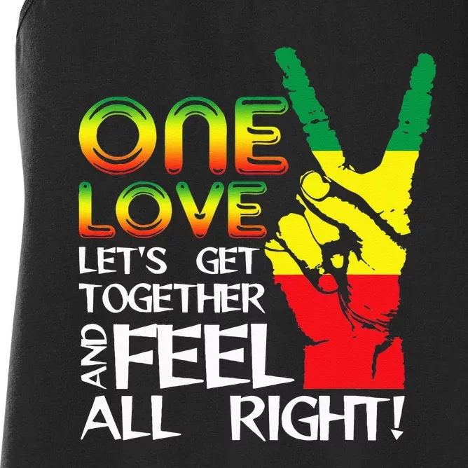 Jamaica One Love Reggae Caribbean Music Pride Flag Women's Racerback Tank