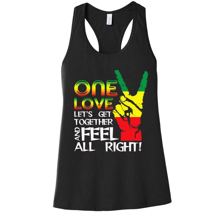 Jamaica One Love Reggae Caribbean Music Pride Flag Women's Racerback Tank