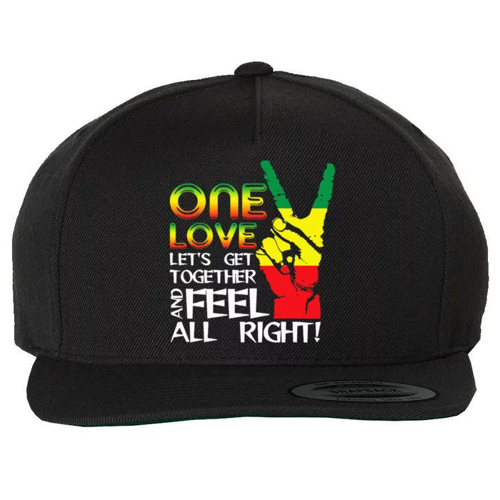 Jamaica One Love Reggae Caribbean Music Pride Flag Wool Snapback Cap