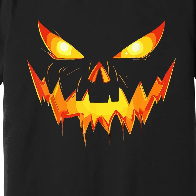 Jack O Lantern Face Pumpkin Scary Halloween Costume Funny Premium T-Shirt