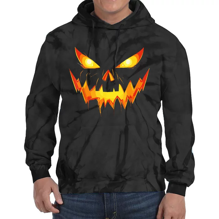 Jack O Lantern Face Pumpkin Scary Halloween Costume Funny Tie Dye Hoodie