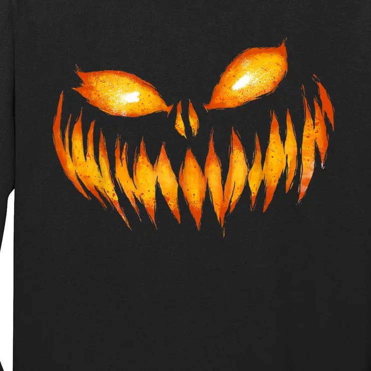 Jack O Lantern Scary Carved Pumpkin Face Halloween Costume Tall Long Sleeve T-Shirt