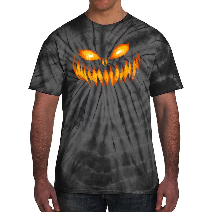 Jack O Lantern Scary Carved Pumpkin Face Halloween Costume Tie-Dye T-Shirt