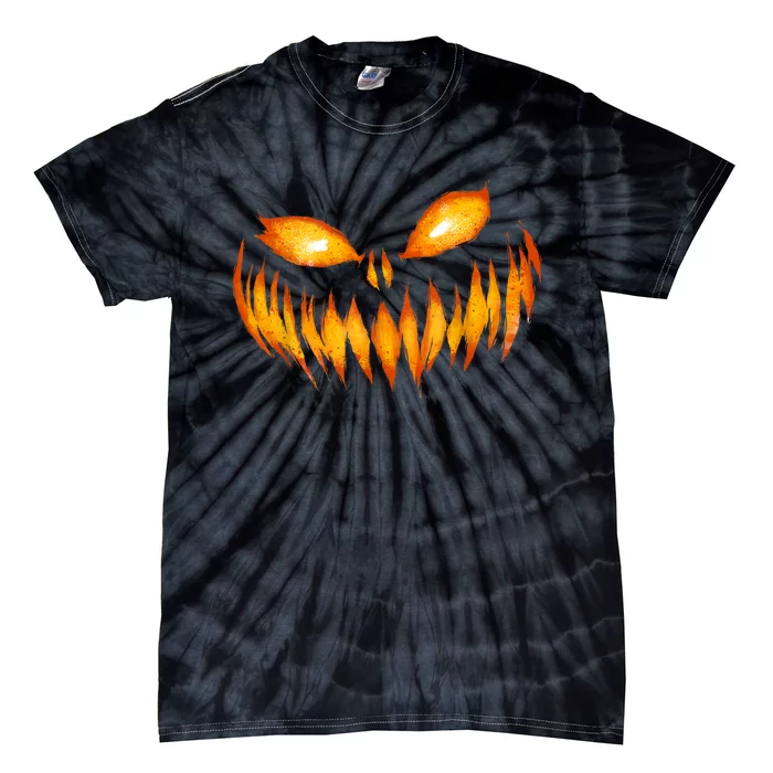 Jack O Lantern Scary Carved Pumpkin Face Halloween Costume Tie-Dye T-Shirt