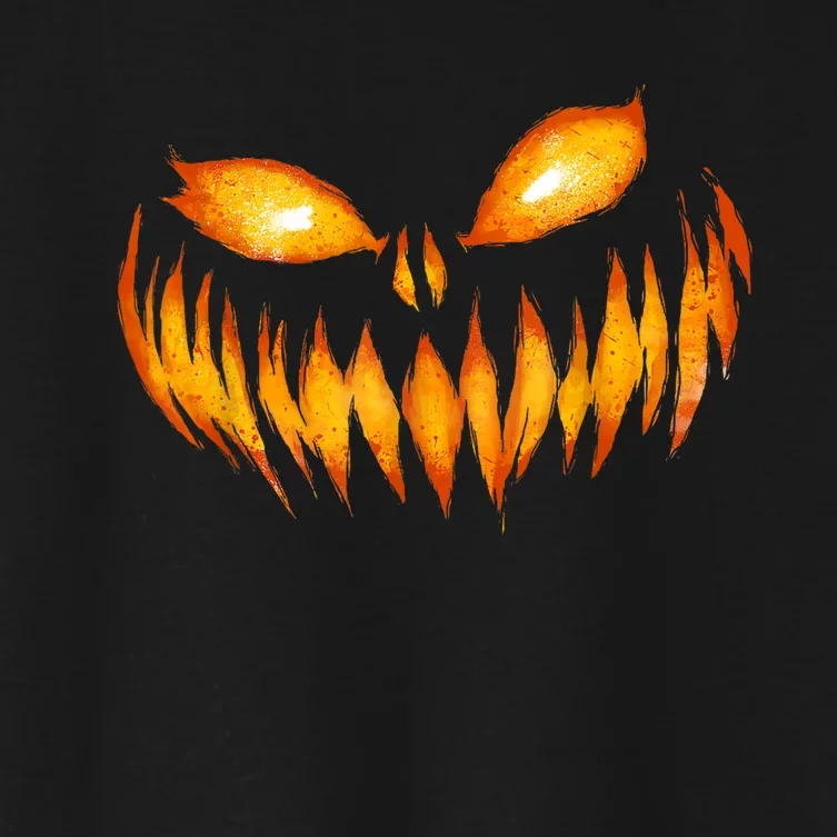 Jack O Lantern Scary Carved Pumpkin Face Halloween Costume Women's Crop Top Tee