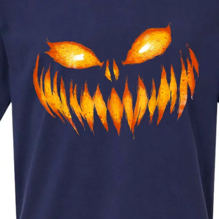 Jack O Lantern Scary Carved Pumpkin Face Halloween Costume Sueded Cloud Jersey T-Shirt