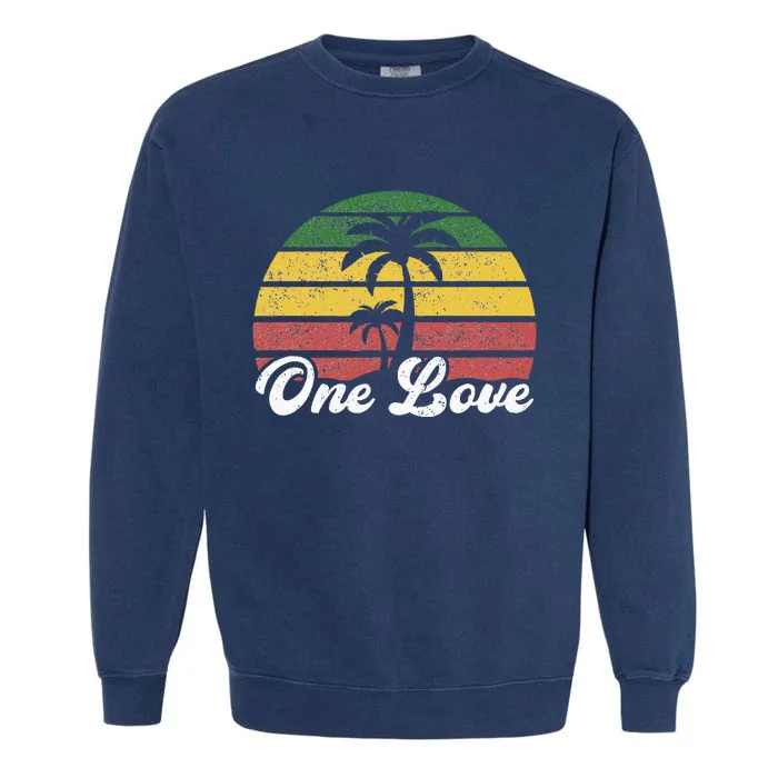 Jamaica One Love Reggae Caribbean Music Rasta Rastafari Men Garment-Dyed Sweatshirt