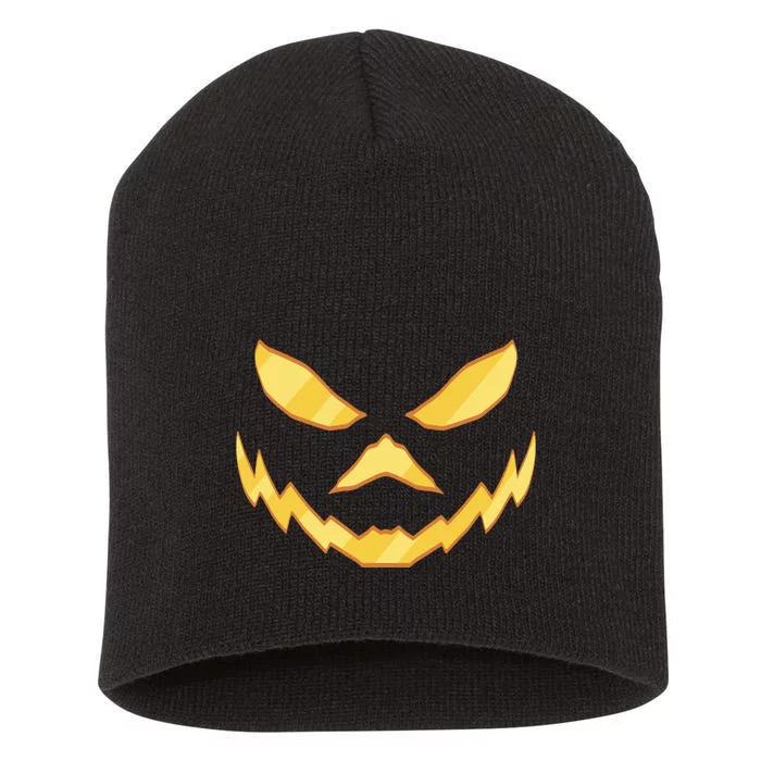 Jack O Lantern Face Halloween Spooky Short Acrylic Beanie