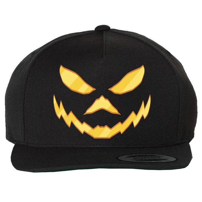 Jack O Lantern Face Halloween Spooky Wool Snapback Cap