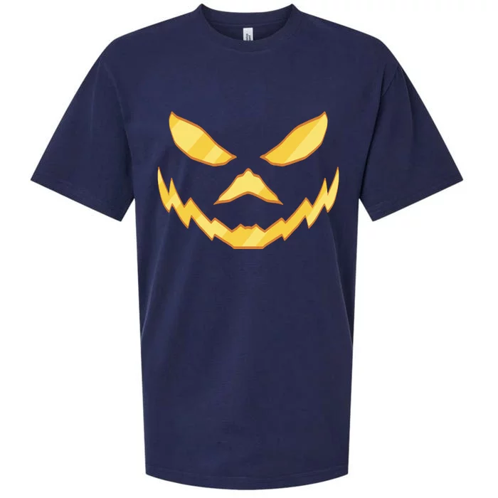 Jack O Lantern Face Halloween Spooky Sueded Cloud Jersey T-Shirt