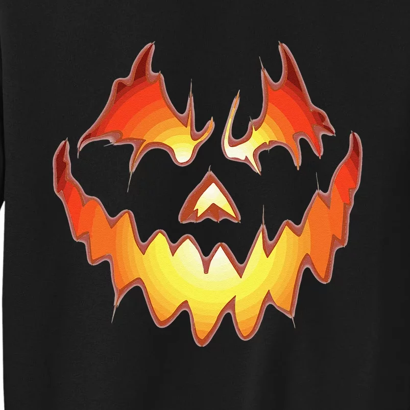 Jack O Lantern Scary Pumpkin Face Funny Halloween Kids Tall Sweatshirt