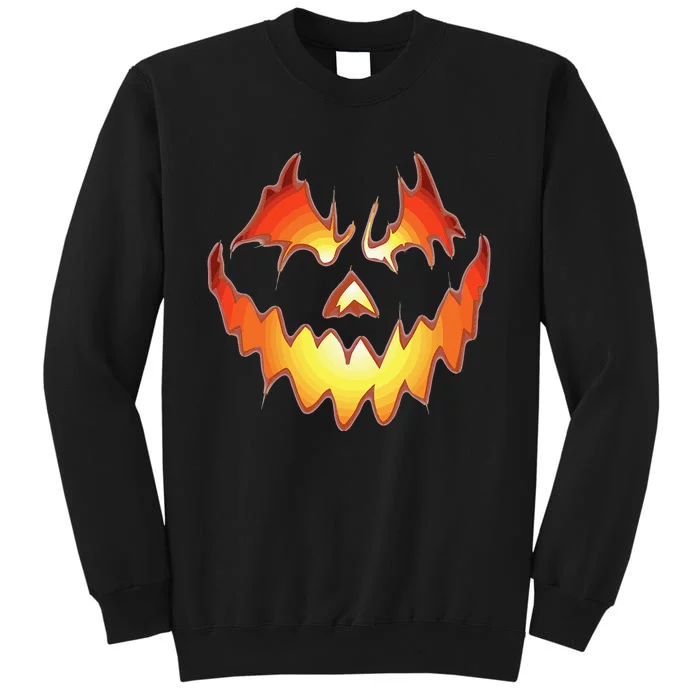 Jack O Lantern Scary Pumpkin Face Funny Halloween Kids Tall Sweatshirt