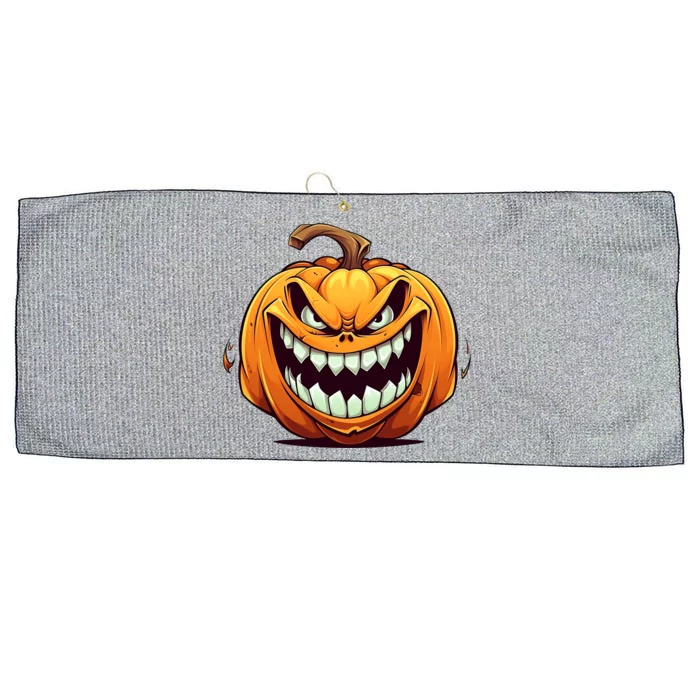 Jack O Lantern Scary Carved Pumpkin Face Halloween Costume Large Microfiber Waffle Golf Towel