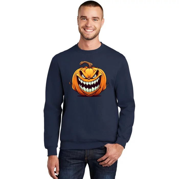 Jack O Lantern Scary Carved Pumpkin Face Halloween Costume Tall Sweatshirt