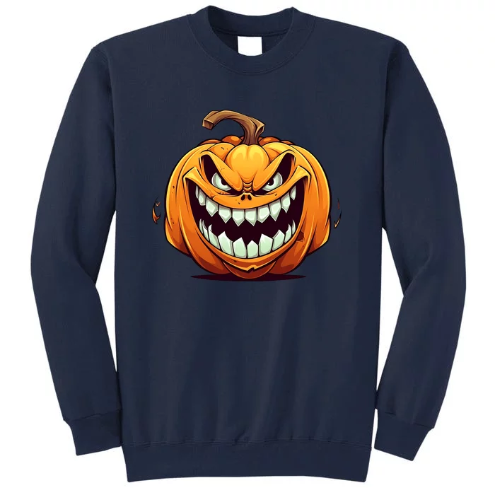 Jack O Lantern Scary Carved Pumpkin Face Halloween Costume Tall Sweatshirt