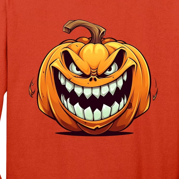 Jack O Lantern Scary Carved Pumpkin Face Halloween Costume Long Sleeve Shirt