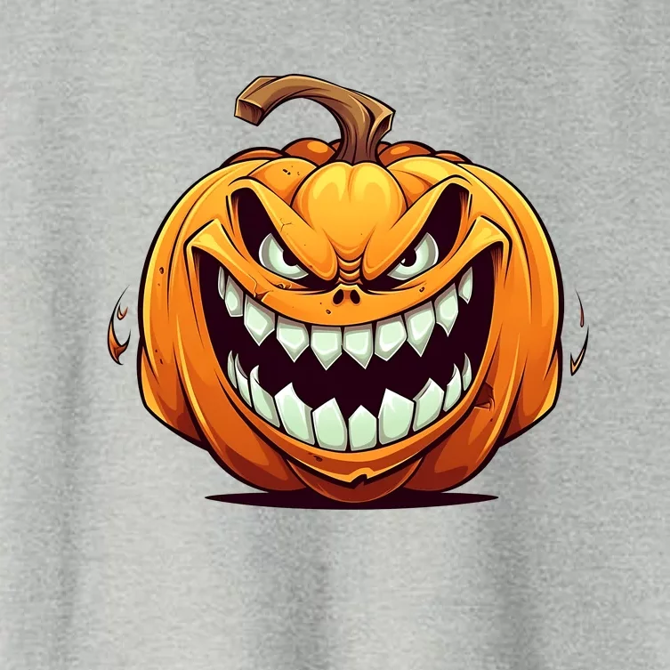 Jack O Lantern Scary Carved Pumpkin Face Halloween Costume Women's Crop Top Tee