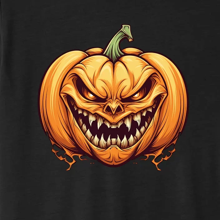 Jack O Lantern Scary Carved Pumpkin Face Halloween Costume ChromaSoft Performance T-Shirt