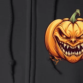 Jack O Lantern Scary Carved Pumpkin Face Halloween Costume Full Zip Hoodie