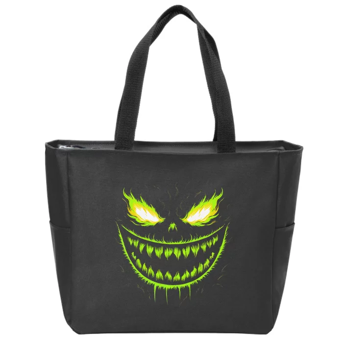 Jack O Lantern Scary Pumpkin Halloween Gift Zip Tote Bag