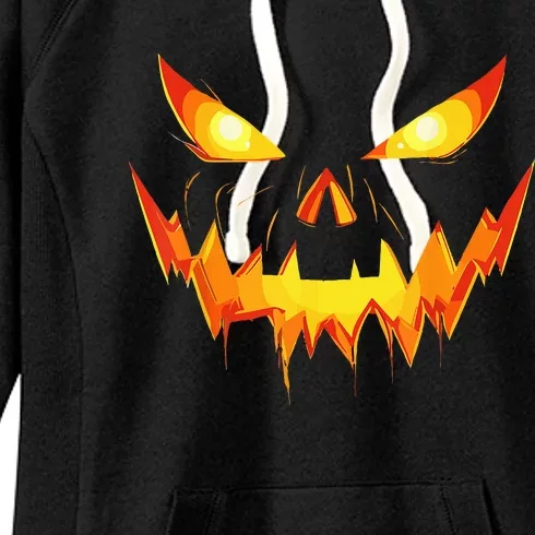 Jack O Lantern Face Pumpkin Scary Halloween Costume Funny Women's Fleece Hoodie