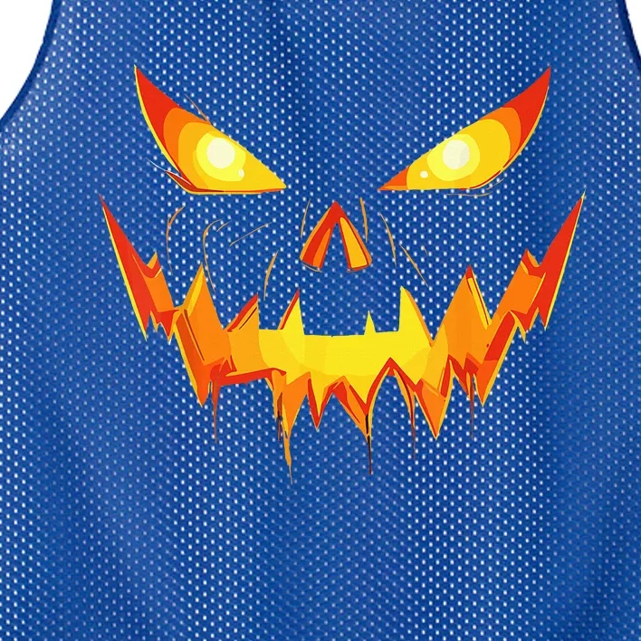 Jack O Lantern Face Pumpkin Scary Halloween Costume Funny Mesh Reversible Basketball Jersey Tank